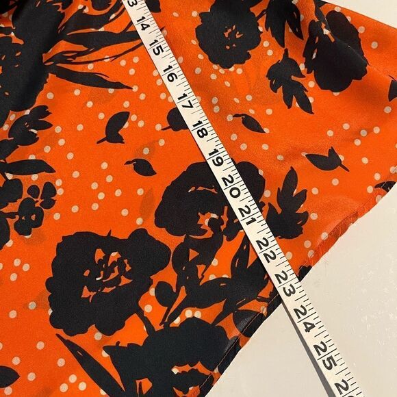 Trinity orange and navy floral scoop neck silk blouse - S - Picture 5 of 7